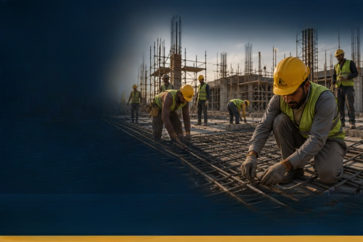 Penguin Constructions engineers and workers on an active construction site
